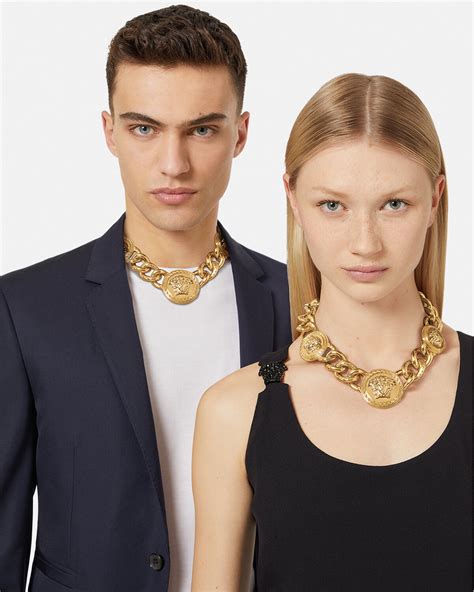 versace medusa necklace small|versace lock statement necklace.